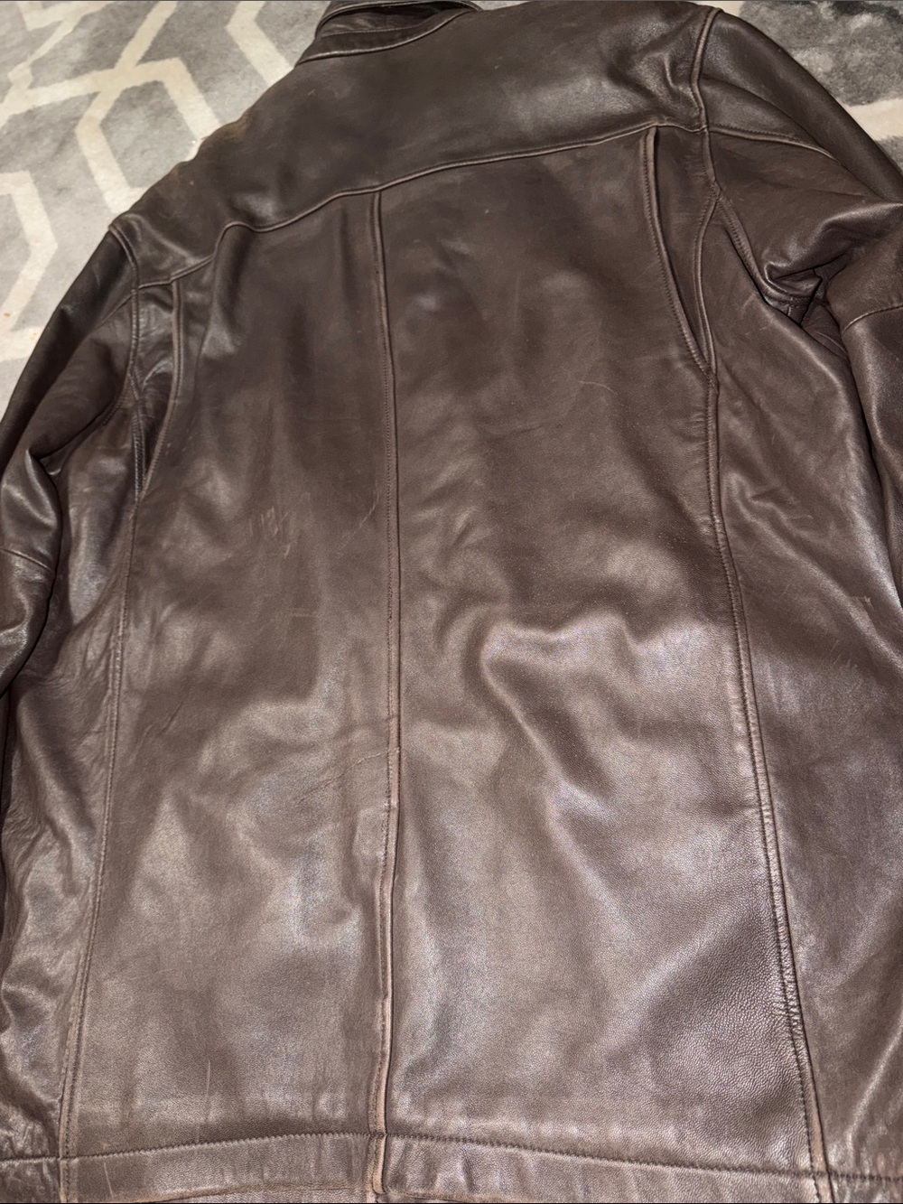 Men’s Large Andrew Marc Brown Leather Car Coat - Picture 3 of 3